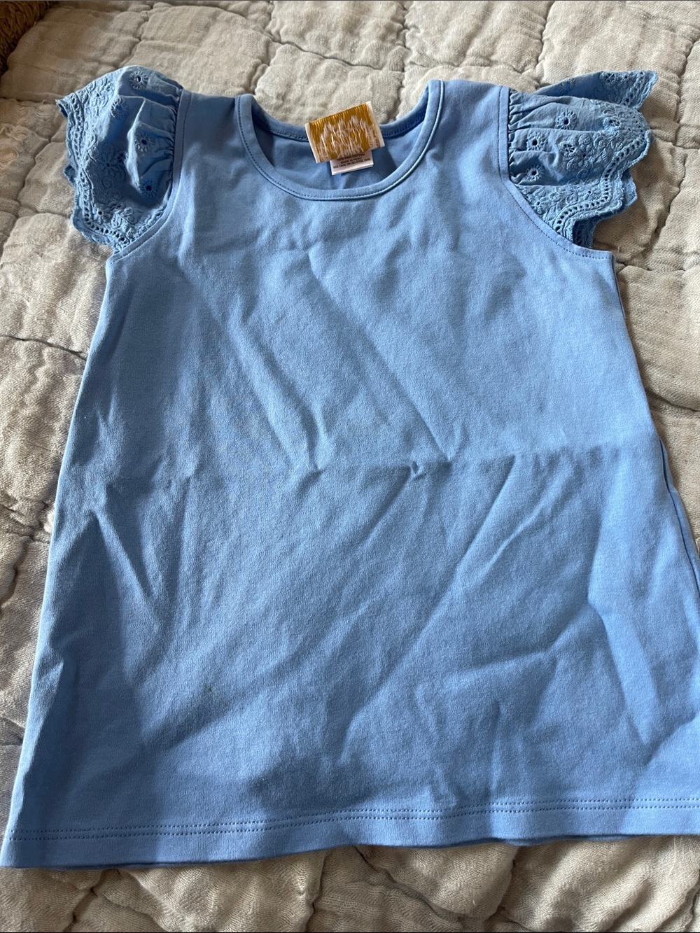 The Beaufort Bonnet Company Light Blue Eyelet Sleeve Top